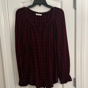 beachlunchlounge Red and Black Plaid Blouse